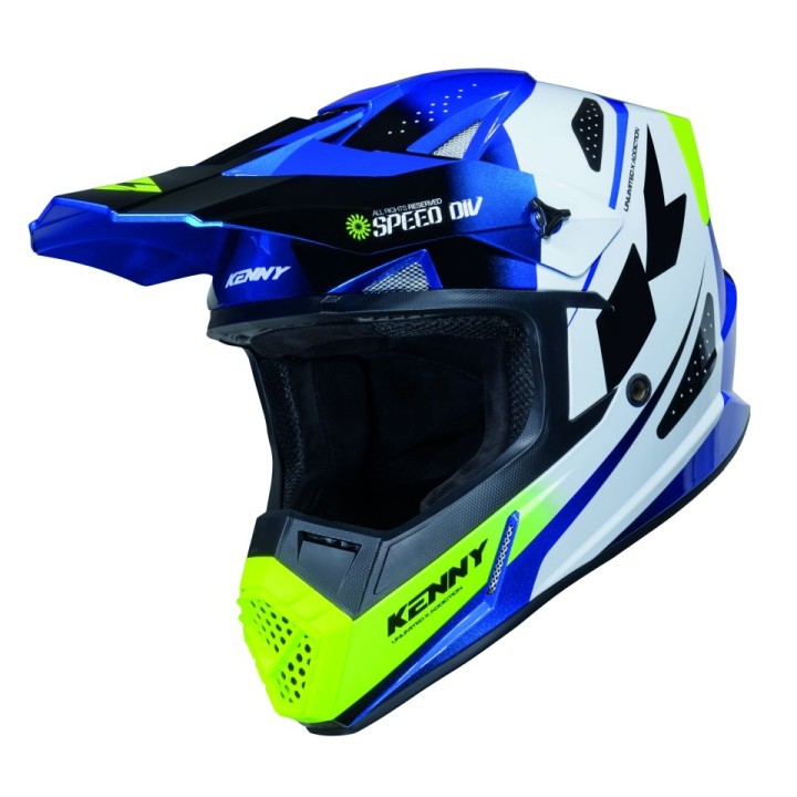 KENNY RACING KASK CROSS/ENDURO TRACK KID/JUNIOR/DZIECIĘCY GRAPHIC SPEED NEON BLUE - 48 CM )