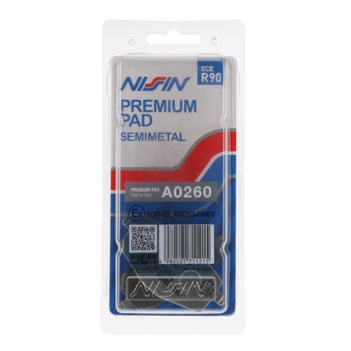 NISSIN klocki hamulcowe KH101 premium semi-metallic (spiek metaliczny) (ece R90) (made in japan) (2P-229NS)