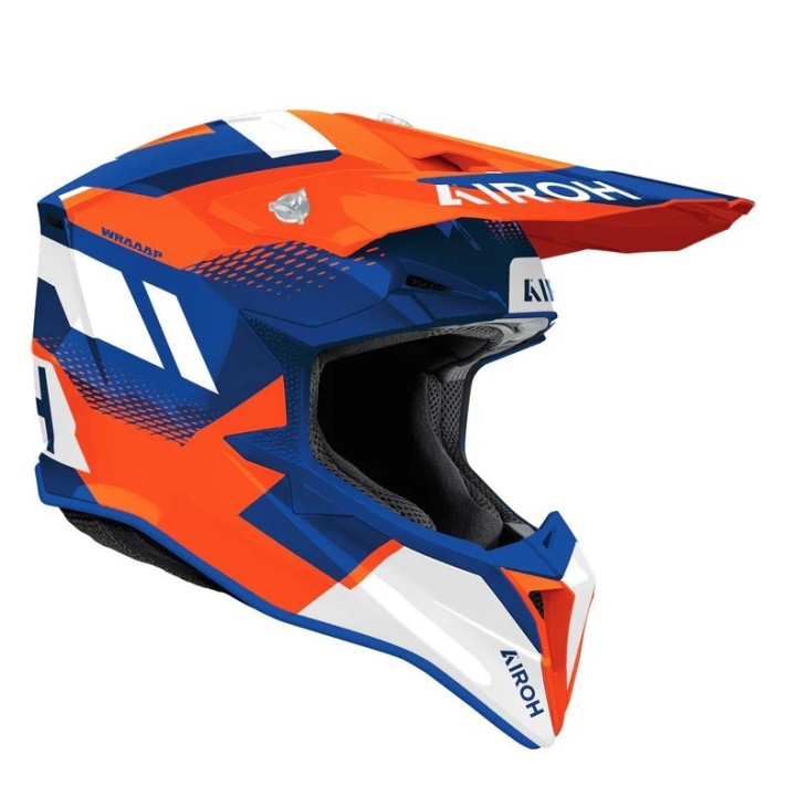 AIROH KASK CROSS / ENDURO / ATV / QUAD WRAAAP VISION POMARAŃCZOWY/NIEBIESKI/BIAŁY