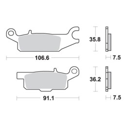 SBS klocki hamulcowe KH443 off-road sinter yamaha yfm 550 grizzly '09-'16, yfm 700 grizzly '07-'17, 09-'14