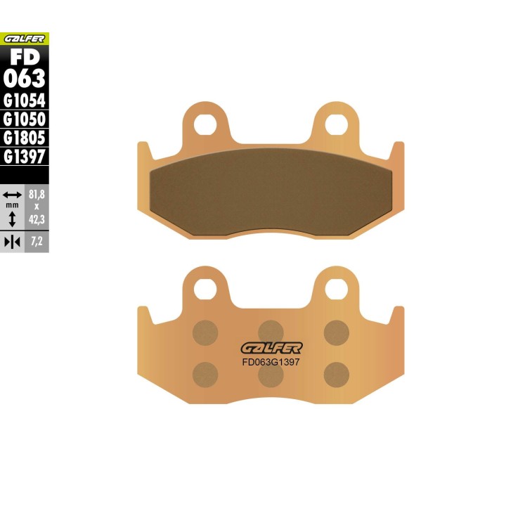 GALFER klocki hamulcowe KH092 / KH323 spiek metaliczny (złote) ATV (grubość 7,2MM)