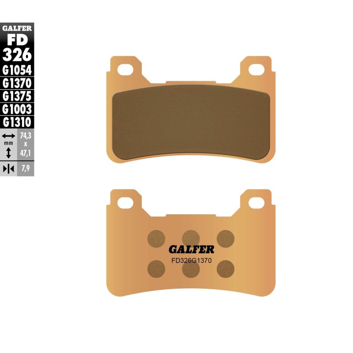 GALFER klocki hamulcowe KH390 spiek metaliczny (złote) street przód (honda cbr 600RR '05-'16, cbr 1000RR '04-16, vfr 800F '14-1…