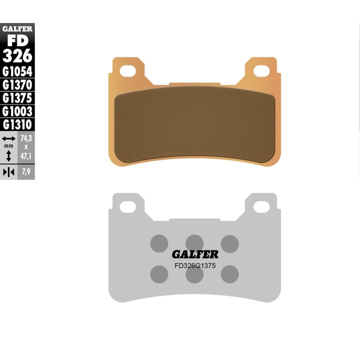 GALFER klocki hamulcowe KH390 spiek metaliczny (złote) sport przód (honda cbr 600RR '05-'16, cbr 1000RR '04-16, vfr 800F '14-18…