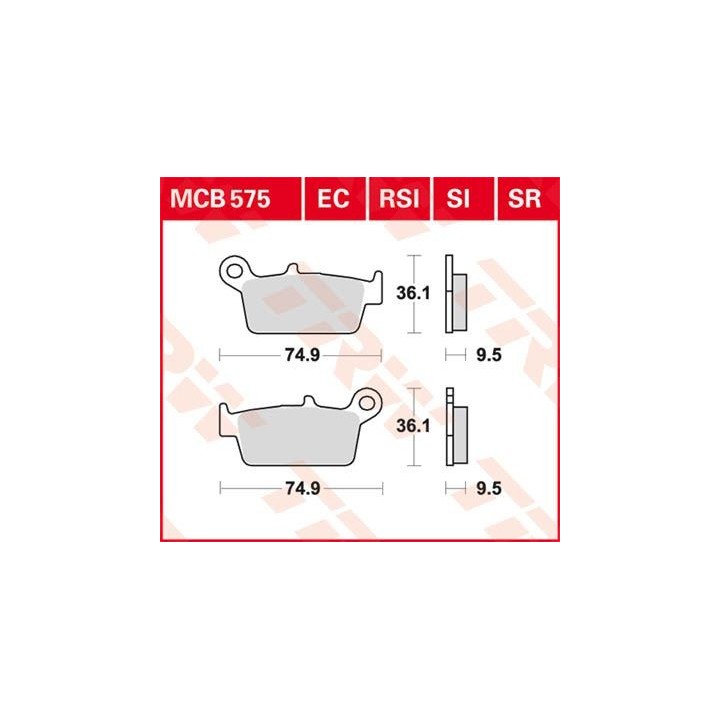 TRW zf klocki hamulcowe KH131 sinter offroad honda crf 230 08-10, XR 250 88-97, XR 600 91-99, yamaha wr 125 98-07, tył