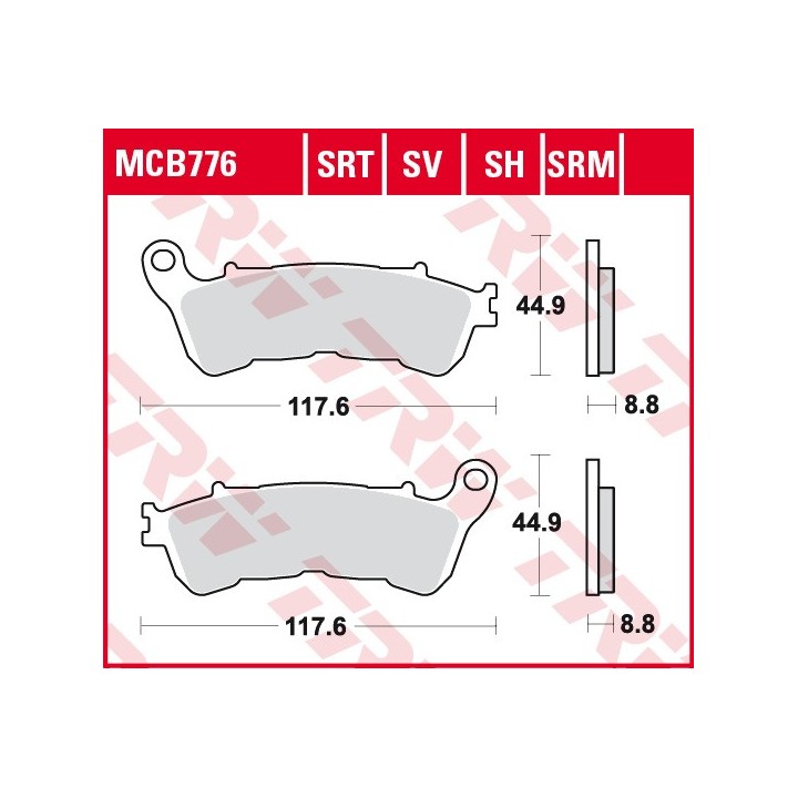TRW zf klocki hamulcowe KH388 organic honda cbf 500 04-08, cbf 600 04-15, nt 700 v 06-13, xl 700 v 08-13, xl 1000 v 04-13, suzu…