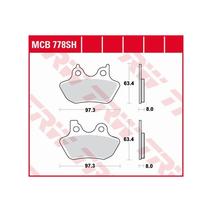TRW zf klocki hamulcowe KH400 sinter street xl 883 99-03, xl 1200 00-03, flhri / flstc / fxd 1450 99-07, flhrc / flhx / fxdl 15…
