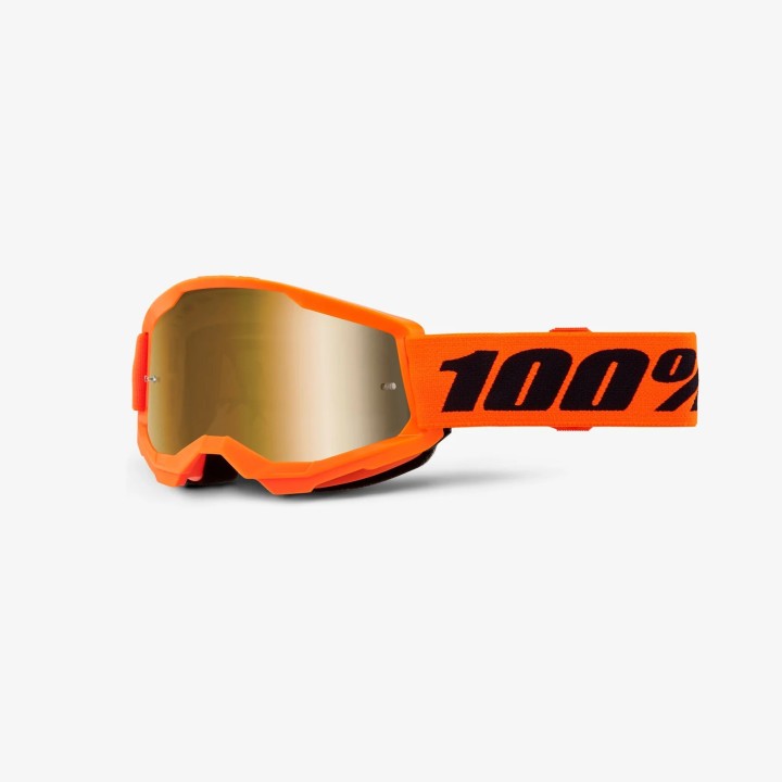 100 PROCENT GOGLE STRATA 2 YOUTH JUNIOR NEON ORANGE - MIRROR TRUE GOLD LENS