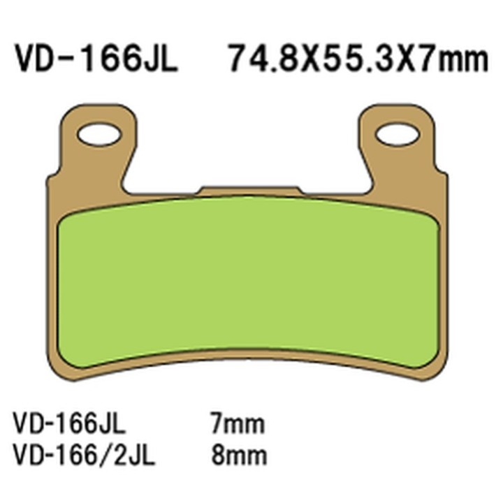 VESRAH klocki hamulcowe KH265 / KH296 spiek metaliczny (złote) honda cbr/vtr przód (7MM) (made in japan)