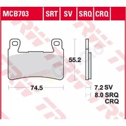 TRW zf lucas klocki hamulcowe KH265 KH296 spiek metaliczny sinter racing (wyczynowe na tor) (zastępuje MCB703SRQ)