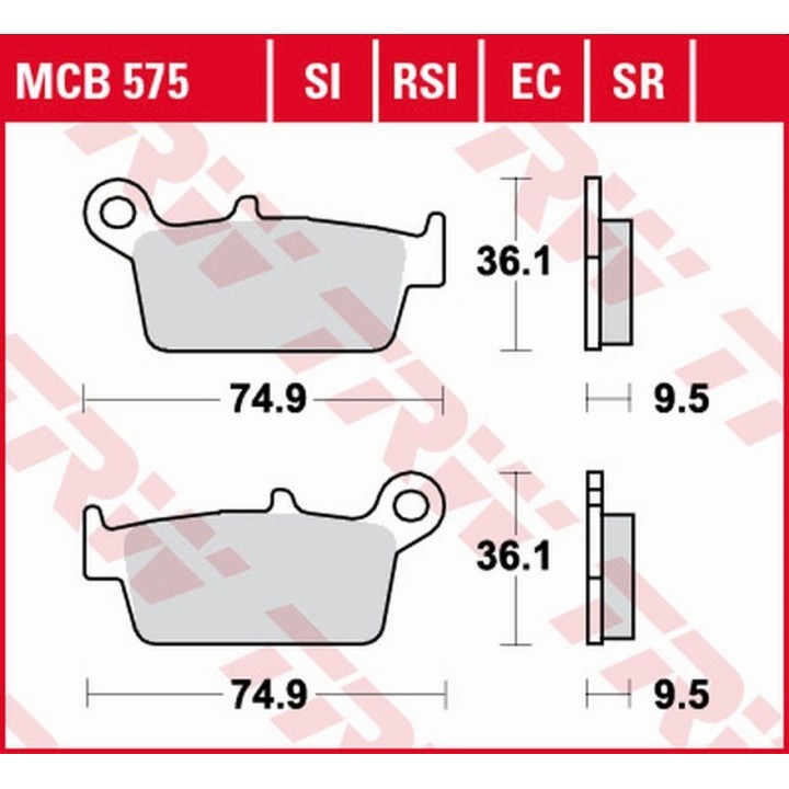 TRW zf klocki hamulcowe KH131 organic eco honda cr 125R/250R/500R '87-'01, XR 400R '96-'03, XR 600/650L/R '93-'07, kawasaki kx…