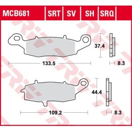 TRW zf klocki hamulcowe KH231 sinter street kawasaki ZR-7 '99-'04, vn 800 drifter '99-'03, vn 1500 driffter/classic '99-'04, su…