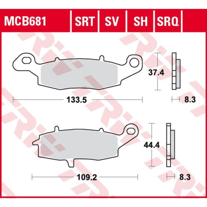 TRW zf klocki hamulcowe KH231 sinter street kawasaki ZR-7 '99-'04, vn 800 drifter '99-'03, vn 1500 driffter/classic '99-'04, su…