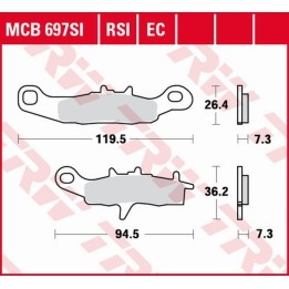 TRW zf klocki hamulcowe KH258 simter offroad kawasaki kx 80/85 '97-, kx 100 '97-'09, klr 250 '99-'12, suzuki rm 85 '05-, przód