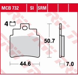 TRW zf klocki hamulcowe KH355/4 organic sym gts joymax/voyager 125 '05-, firenze 250 '06-'07, voyager 250 '05-, przód