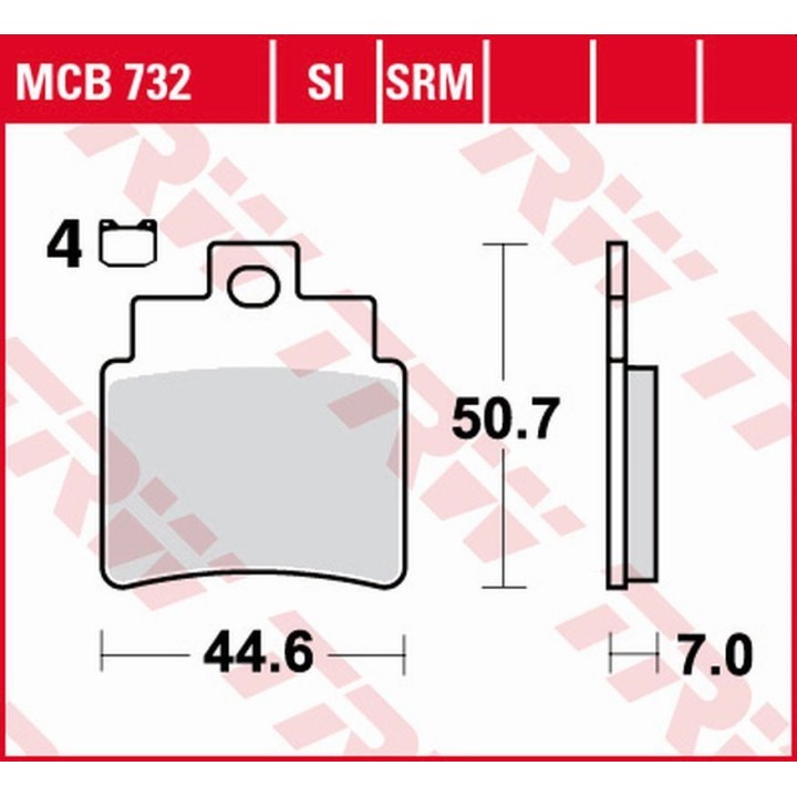 TRW zf klocki hamulcowe KH355/4 organic sym gts joymax/voyager 125 '05-, firenze 250 '06-'07, voyager 250 '05-, przód
