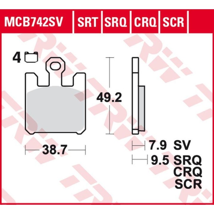 TRW zf klocki hamulcowe KH369/4 carbon racing kawasaki ZX-6RR 600, ZX-6R 636 '03-'06, ZX-10R '04-'07, ZX-12R '04-'06, suzuki gs…