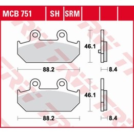 TRW zf klocki hamulcowe KH412 sinter suzuki an 250 sky wawe '07-'08, an 400 burgman '07-, an 650 burgman '04-, tył