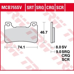 TRW zf klocki hamulcowe KH390 sinter carbon racing honda cbr 600RR '05-'16, cbr 1000RR fireblade '04-'16 przód