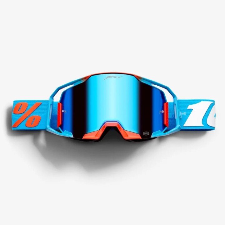 100 PROCENT JETT LAWRENCE LE ZESTAW GOGLE ARMATIC CHERRY-TORCHED MIRROR LENS+BLUE-BLUE MIRROR LENS