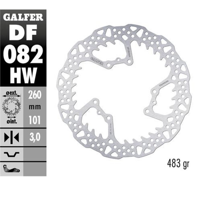 GALFER tarcza hamulcowa przód honda crf 250R '15-'24; crf 450R '15-'24 (260X101X3MM) shark enduro MX