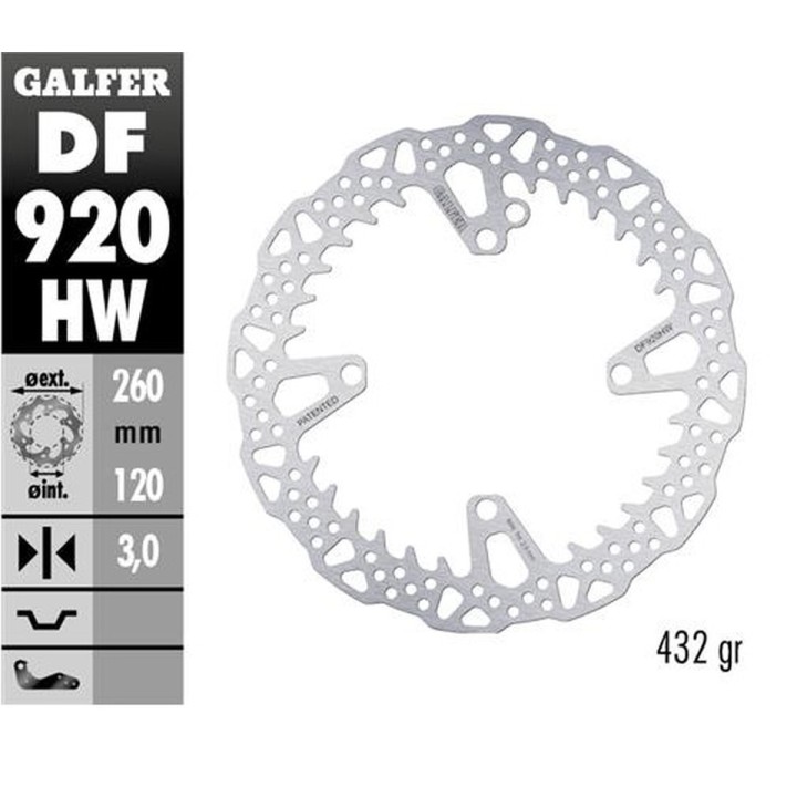 GALFER tarcza hamulcowa przód sherco se 125 '21-'24; 250SE/SEF '14-'24; 300SE/SEF '14-'24; 450SEF '15-'24 (260X120X3MM) shark e…