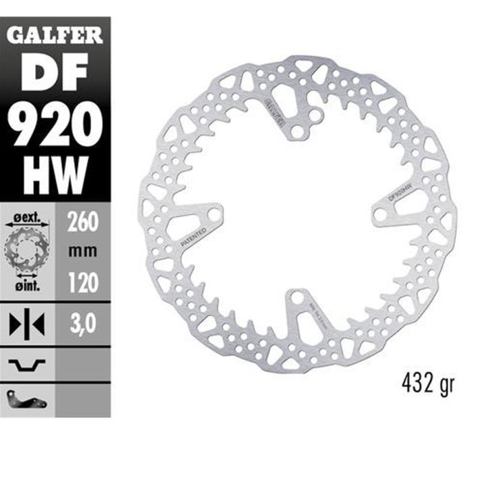 GALFER tarcza hamulcowa przód sherco se 125 '21-'24; 250SE/SEF '14-'24; 300SE/SEF '14-'24; 450SEF '15-'24 (260X120X3MM) shark e…