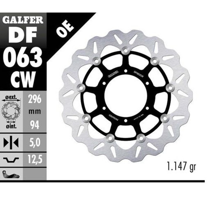 GALFER tarcza hamulcowa przód honda cbr 600F4 i sport '01-'10; cb 900 hornet '01-; vtx 1800C '01- (wave floating) (296X94X5MM)