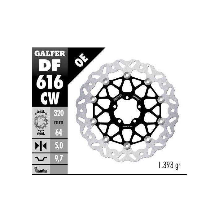 GALFER tarcza hamulcowa przód ktm 890SMT '23-'25 (wave floating) (320X64X5MM)