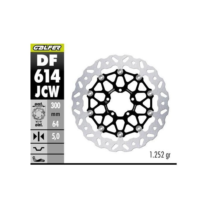 GALFER tarcza hamulcowa przód ktm 990 duke '24- (wave floating) (300X64X5MM)