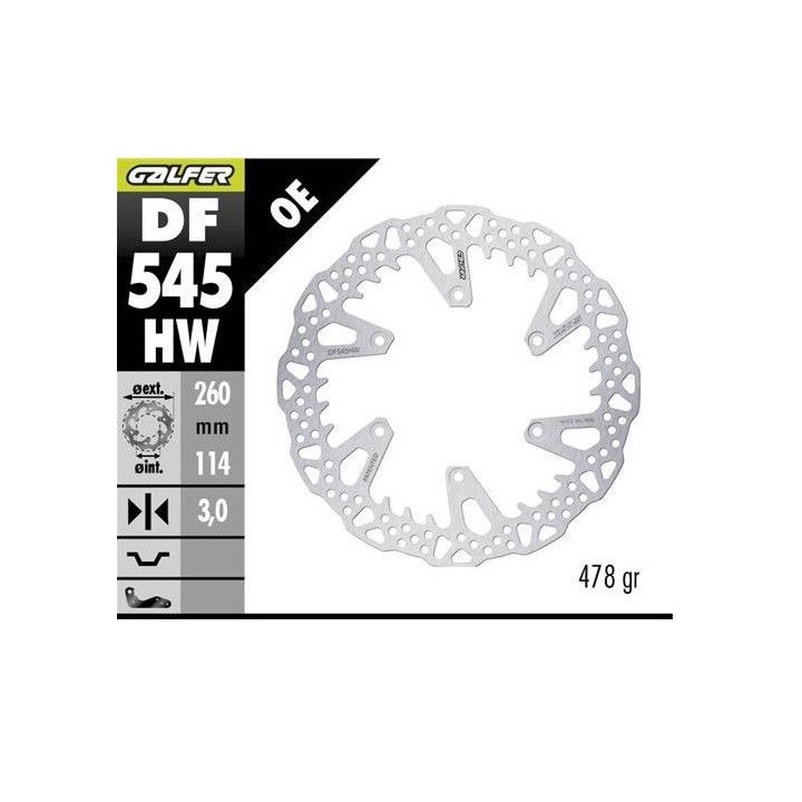 GALFER tarcza hamulcowa przód ducati desmo 450MX '24-'26 (260X114X3MM) shark enduro MX
