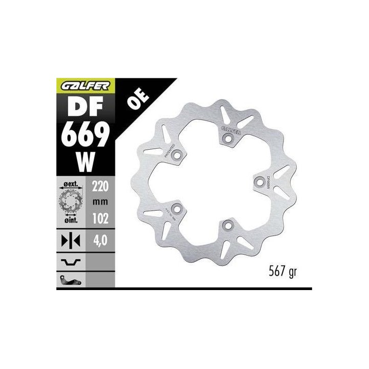 GALFER tarcza hamulcowa tył aprilia rs 125/250/457/660 '92-'24; rsv 1000 mille '98-'00; rsv 1000 tuono '02-; (wave fixed) (220X…
