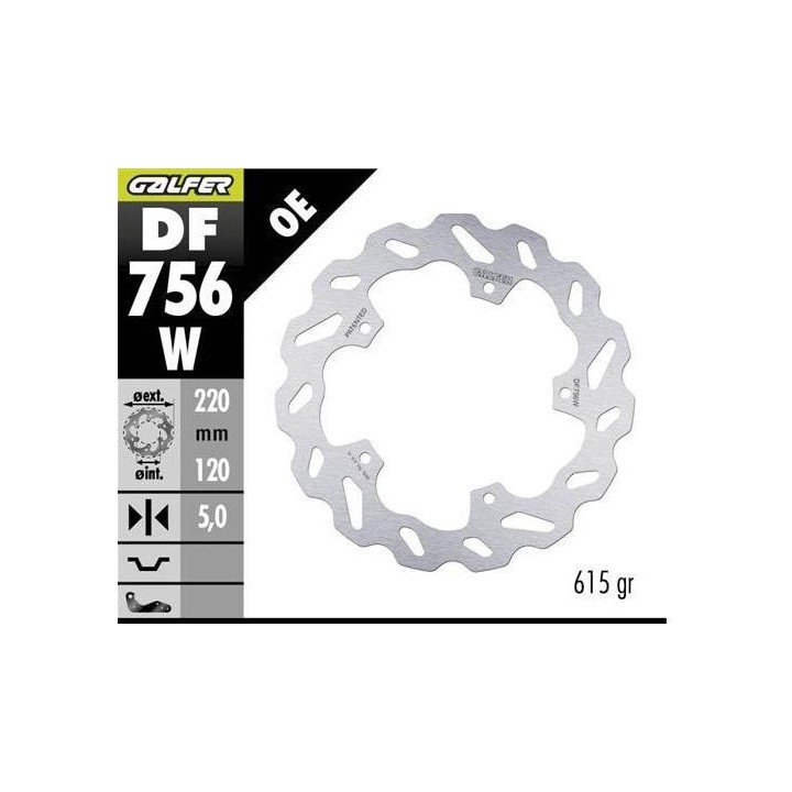 GALFER tarcza hamulcowa tył bmw hp 4 '12-; m 1000R '21-; s 1000 r '14-'23; s 1000RR '09-'20 (wave fixed) (220X120X5MM)