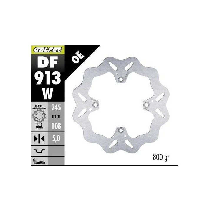 GALFER tarcza hamulcowa tył ducati hypermotard 939/950 '13-; monster 796/1100 '09- (wave disc) (245X108X5MM)