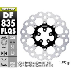 GALFER tarcza hamulcowa przód harley-davidson (320X56X5) pływająca (cubiq) (oversize) (wymaga SP068;SP69)