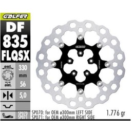 GALFER tarcza hamulcowa przód harley-davidson (330X56X5) pływająca (cubiq) (super oversize) (wymaga SP070; SP071)