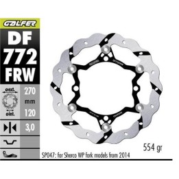 GALFER tarcza hamulcowa przód sherco se/sef 250/300/450/500 '09- (tylko z zawieszeniami sachs; wp wymaga SP047) wave (270X120X3…