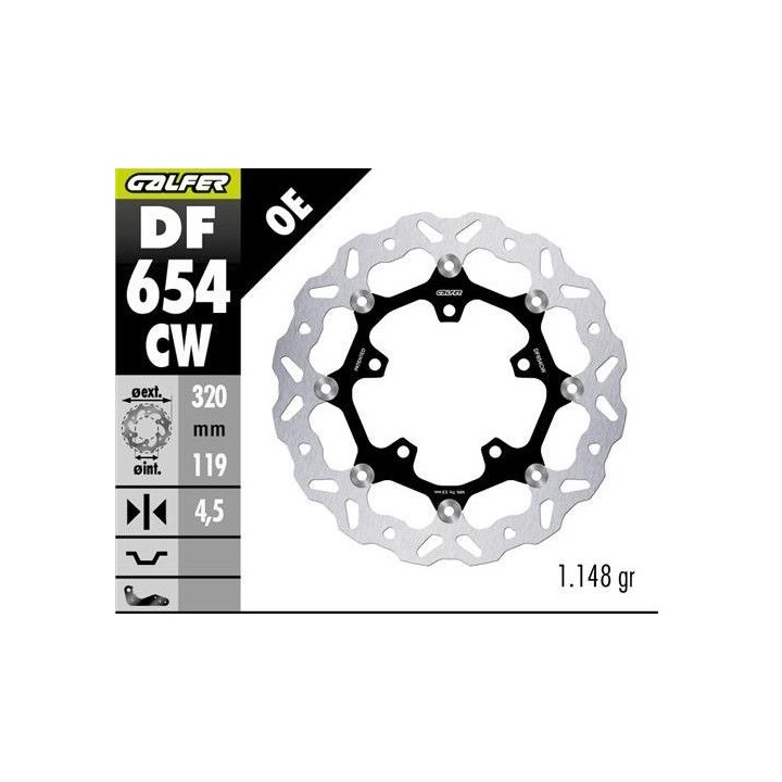 GALFER tarcza hamulcowa przód cf moto mt 450 '24- (floating) (320X119X4,5MM)
