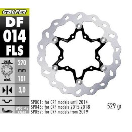 GALFER tarcza hamulcowa przód honda cr 125R/250R '95-'07, cr 500 '95-'00, crf 250R/450R '02- wave (270X101X3MM) (oversize 270)