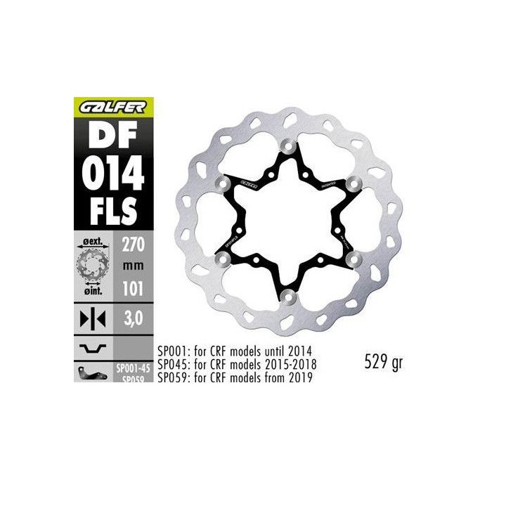 GALFER tarcza hamulcowa przód honda cr 125R/250R '95-'07, cr 500 '95-'00, crf 250R/450R '02- wave (270X101X3MM) (oversize 270)