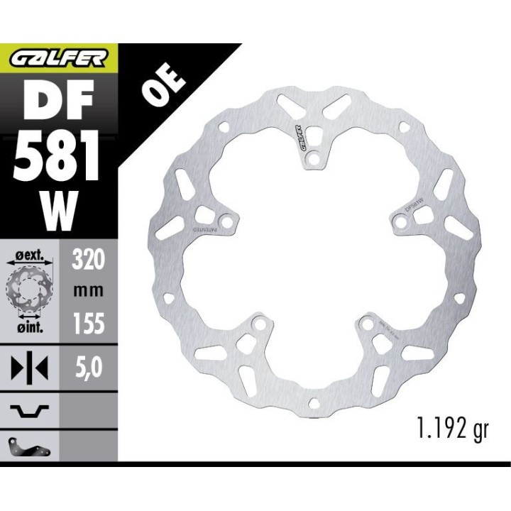 GALFER tarcza hamulcowa przód ktm 390 adventure x '25- (wave fixed) (320X155X5MM)