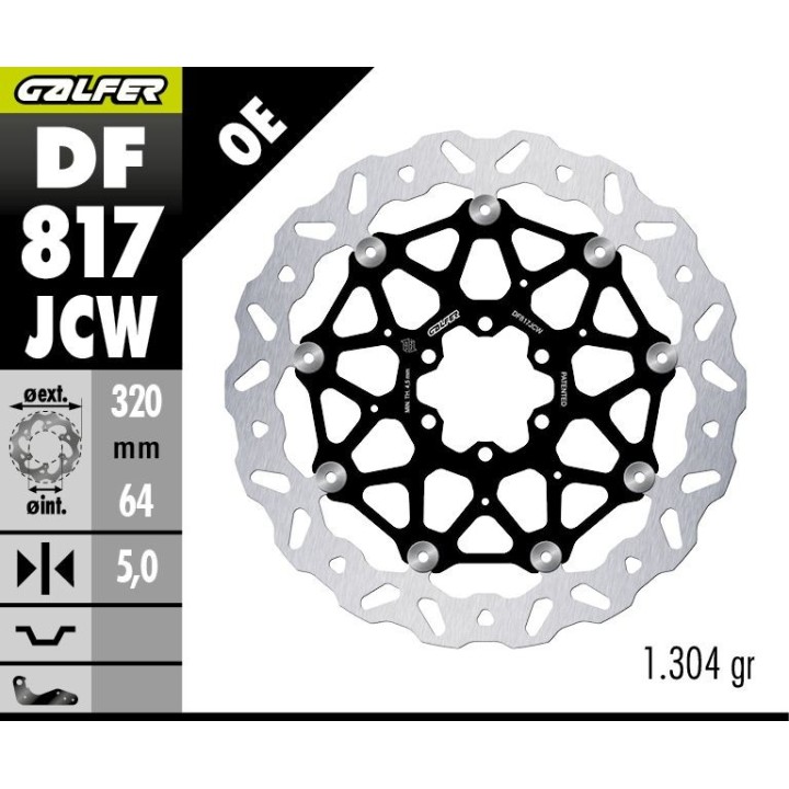 GALFER tarcza hamulcowa przód bmw hp 4 '12-; s 1000R/RR '09-'23; moto guzzi 1400 audace '15-; 1400 california '13- (wave floati…