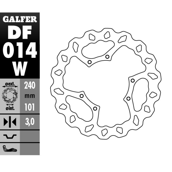 GALFER tarcza hamulcowa przód honda cr 125R/250R '95-'07, cr 500 '95-'00, crf 250R/450R '02- wave (240X101X3MM)