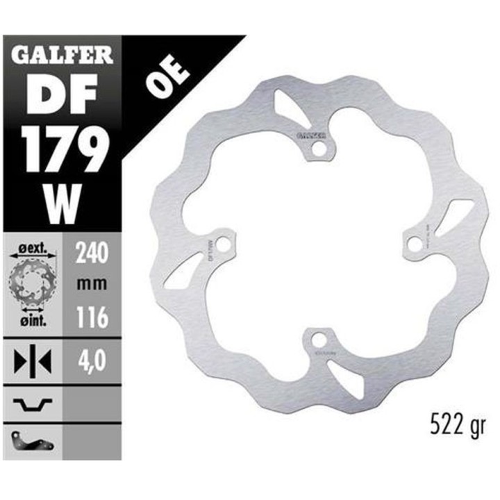 GALFER tarcza hamulcowa tył kawasaki kx 125/250 '03-, kx 250F/450F '04-'19, suzuki rm 250Z '04-'06 wave (240X116X4MM)