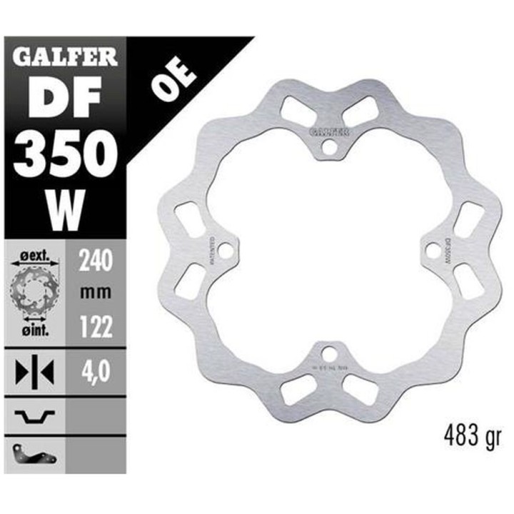 GALFER tarcza hamulcowa tył suzuki rmz 250 '07-'19, rmz 450 '06-'18, rmx 450Z '10-'18 wave (240X122X4MM)