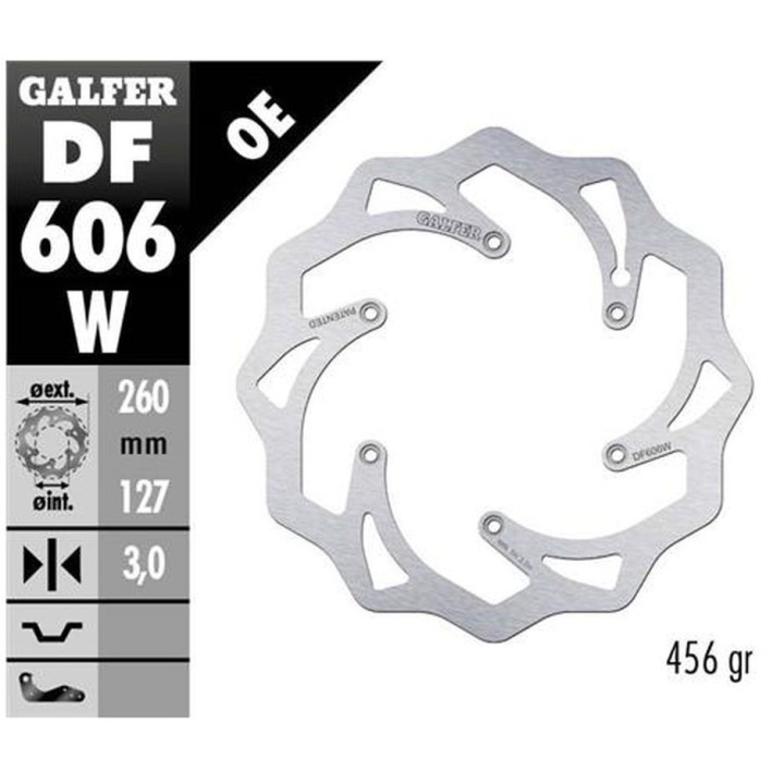 GALFER tarcza hamulcowa przód ktm sx/ex, husaberg,husqvarna,gas gas wave (260X127X3MM) (wzór oem ktm)