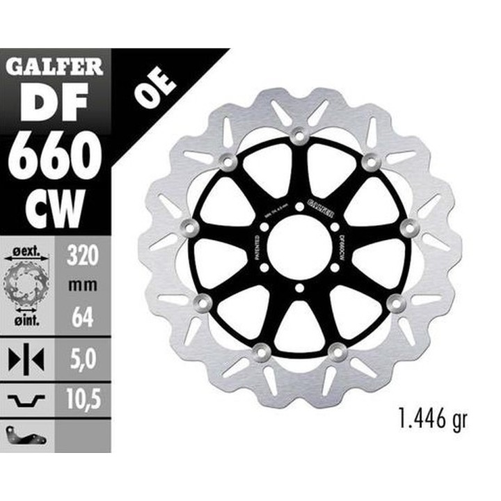 GALFER tarcza hamulcowa przód aprilia; benelli; bimota; cagiva; ducati; ktm, moto guzzi; yamaha (320X64X5) (wave floating)