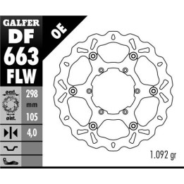 GALFER tarcza hamulcowa przód bmw f 650/700/800 gs 93-13 (298X105X4) wave