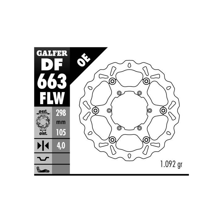 GALFER tarcza hamulcowa przód bmw f 650/700/800 gs 93-13 (298X105X4) wave