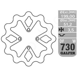 GALFER tarcza hamulcowa tył yamaha yfz 450 '03-05 (199X51,2X3,5MM)