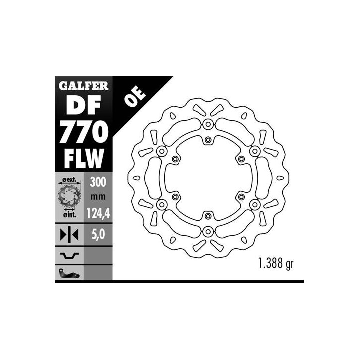 GALFER tarcza hamulcowa przód ktm 950/990 adventure '02-'11, LC4 620/640/660/690 (300X124,4X5) wave